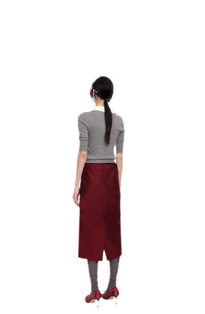 Silk Cashmere Collared Knit Top