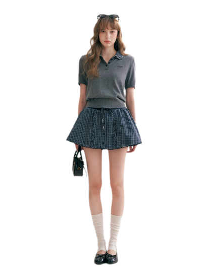Wool Blend Plaid Skirt Set