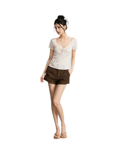 V-Neck Ruched Summer Top