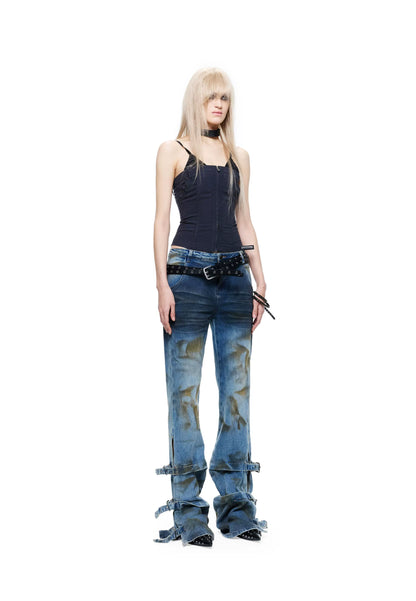 Lace Spliced Waist-Cinched Camisole