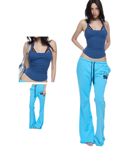 Blue Flare Sport Pants