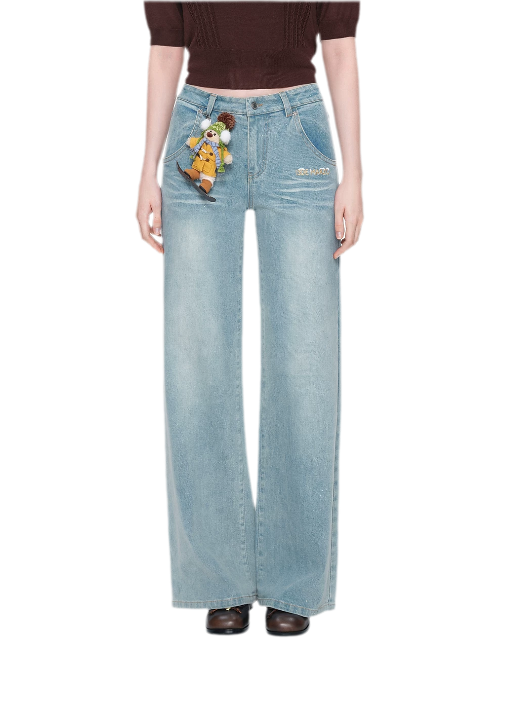 Shimmer Straight-Leg Denim Jeans