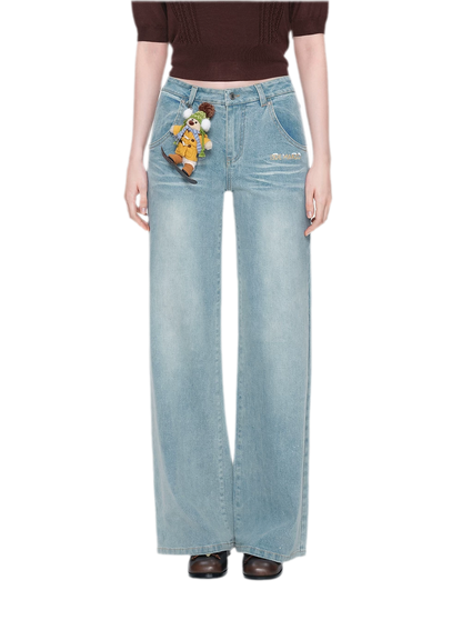 Shimmer Straight-Leg Denim Jeans
