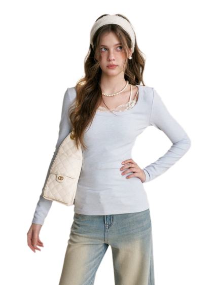 تي شيرت ضيق طويل الأكمام من Deer Velvet