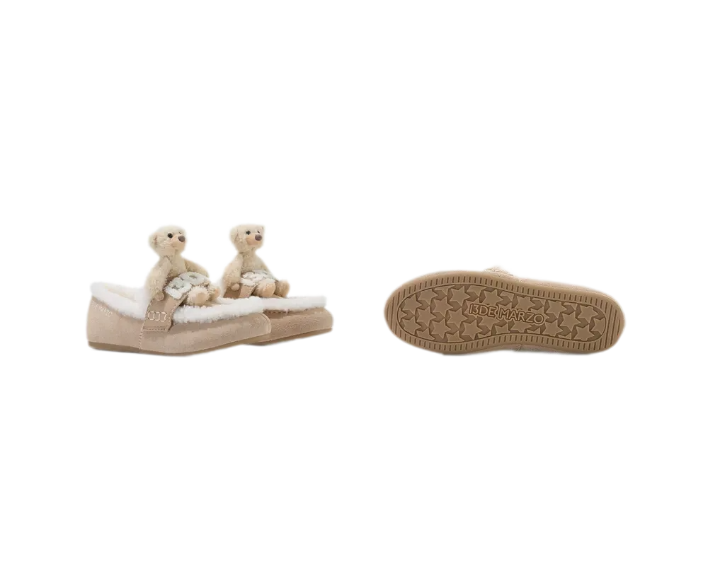Mocasines sin cordones de oso de peluche
