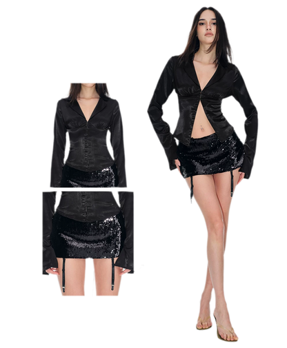 Satin Ruched Waist Blouse