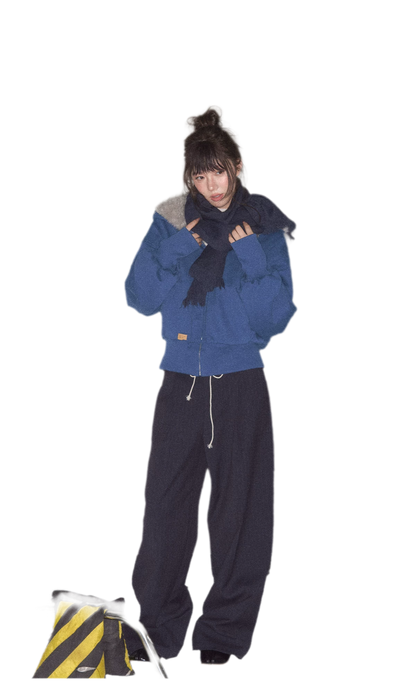 Fuzzy Hooded Cropped Puffer Jacket