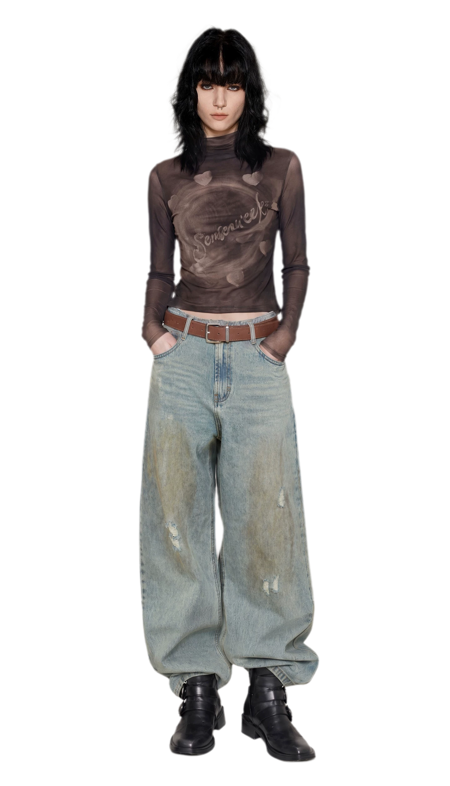 Vintage Washed Wide-Leg Jeans