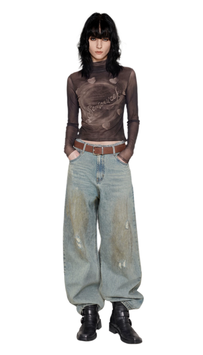 Vintage Washed Wide-Leg Jeans
