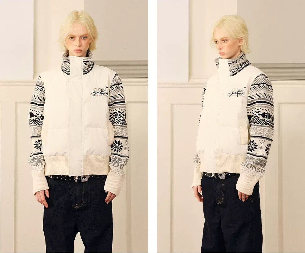Contrast Fair Isle Down Jacket