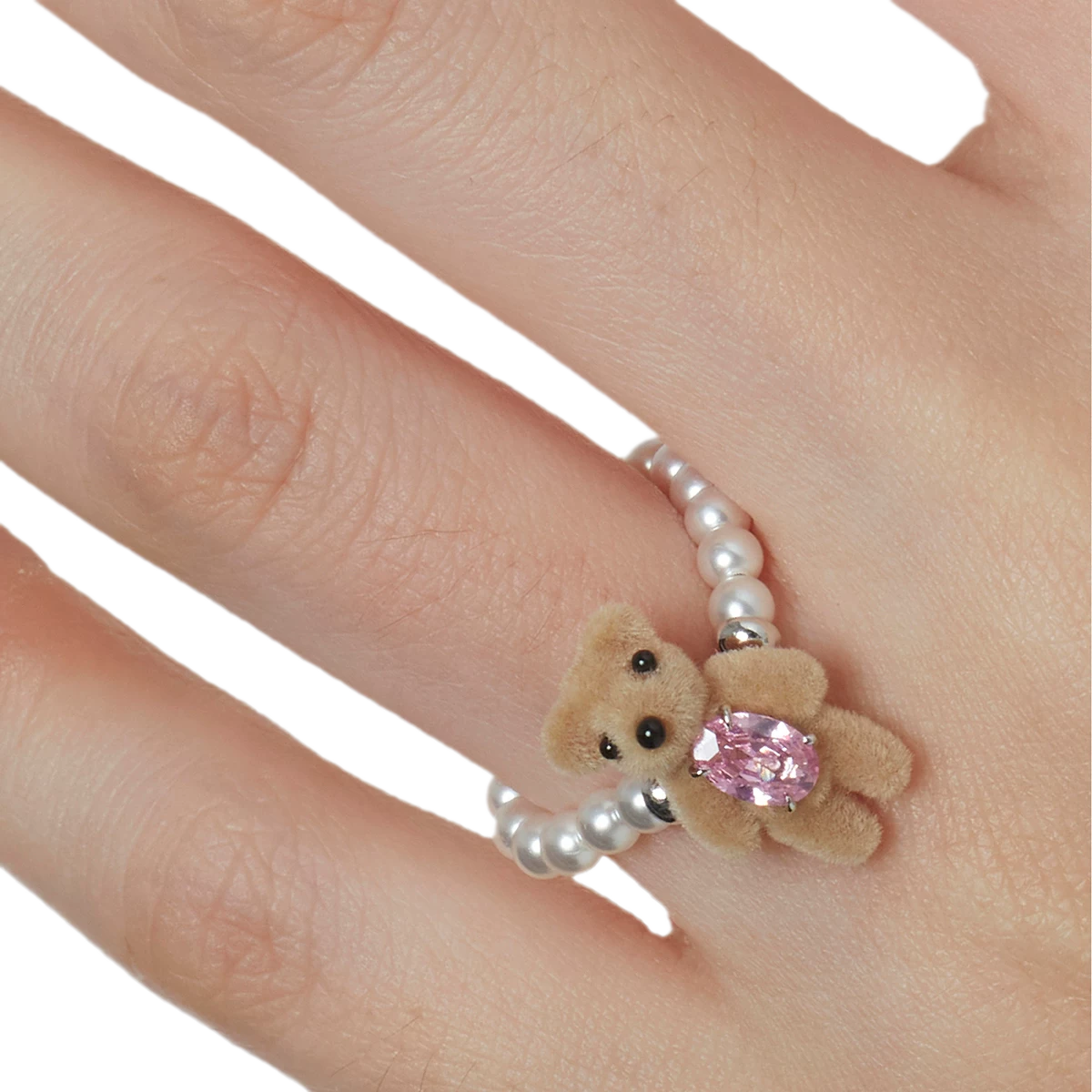 Velvet Mini Bear Pearl Ring