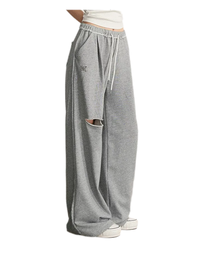 Distressed Wide-Leg Pants