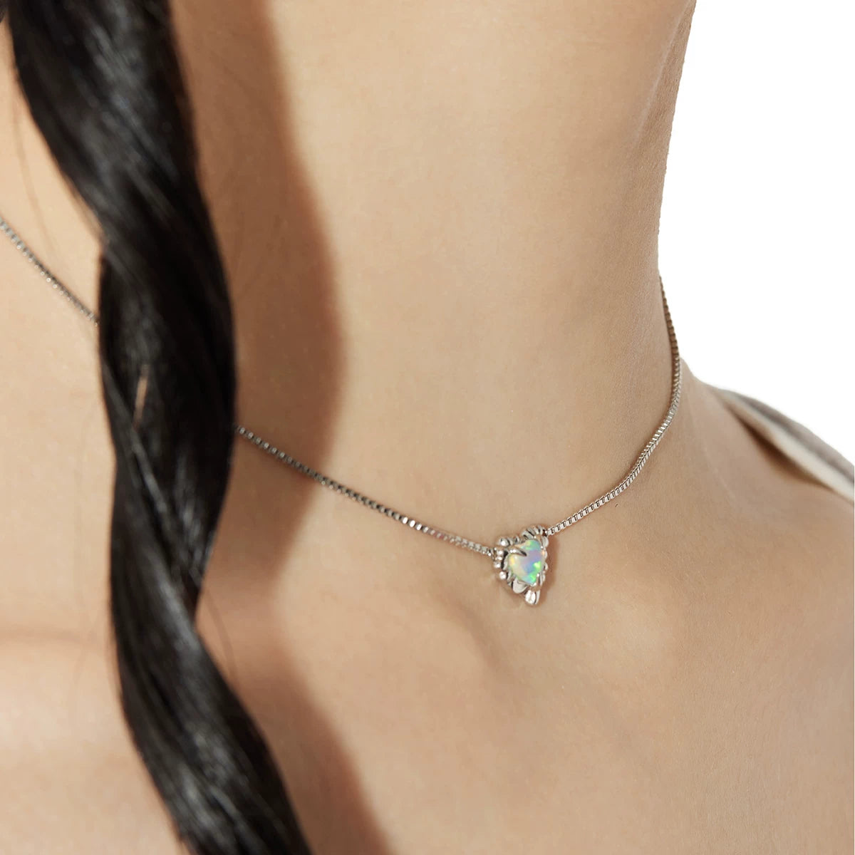 Opal-Halskette aus Sterlingsilber