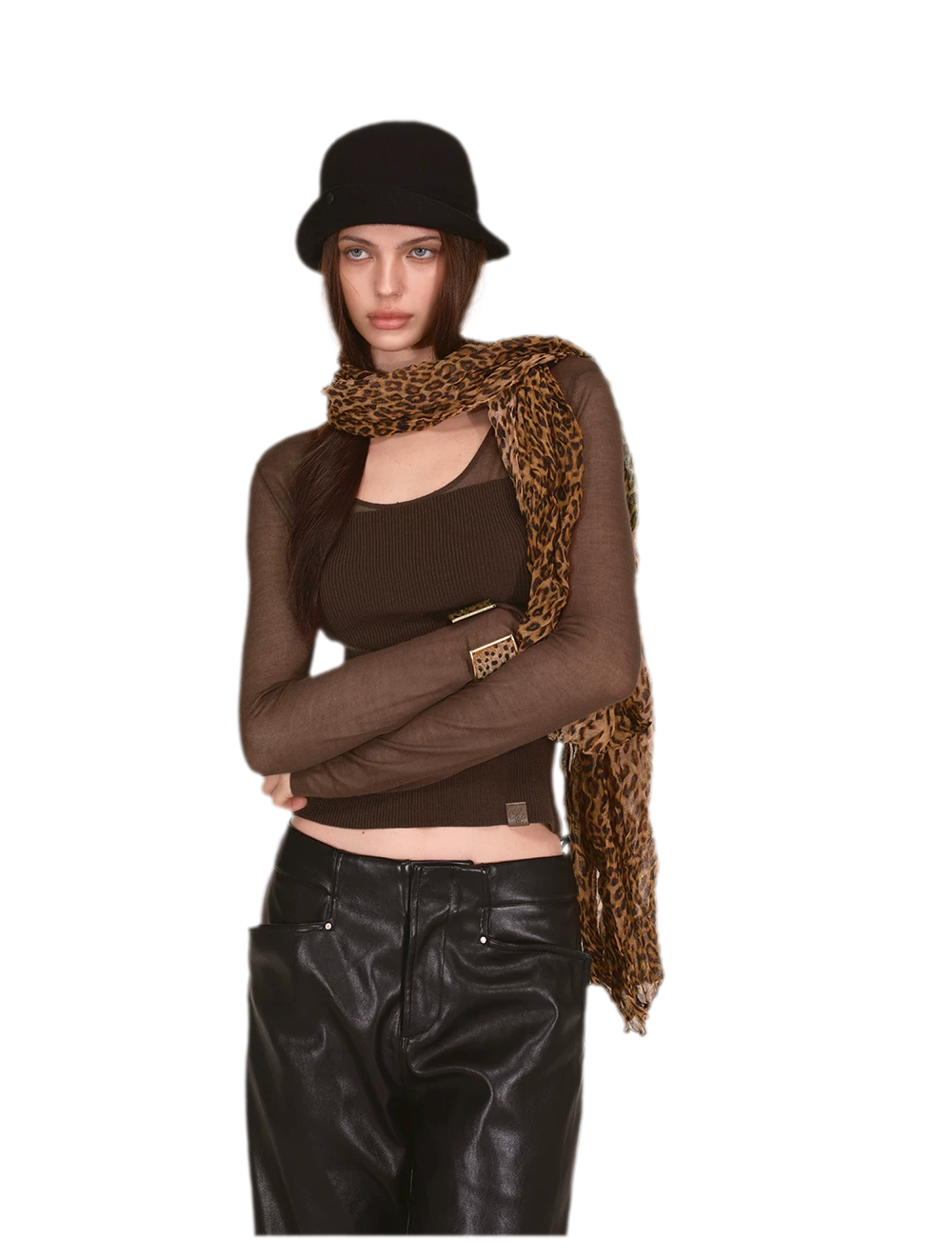 Crinkled Leopard Print Scarf