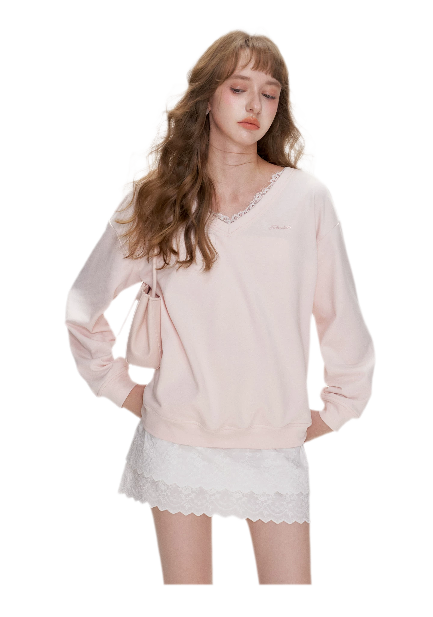 Lace Trim Back Cutout Pullover