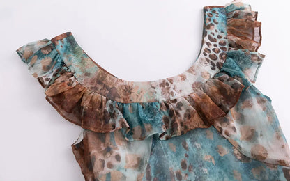 Sea Salt Leopard Chiffon Dress