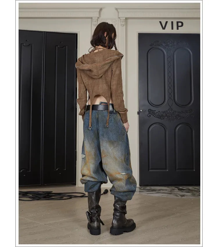Distressed Wide-Leg Jeans