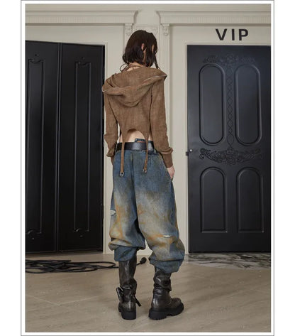 Distressed Wide-Leg Jeans