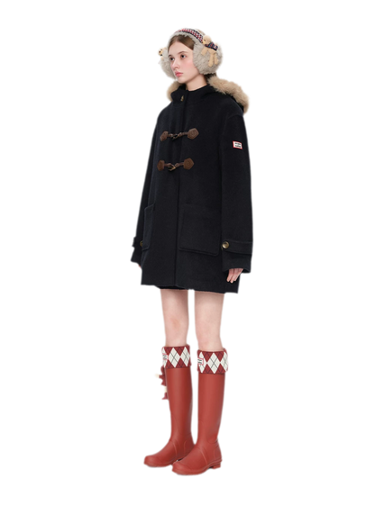 Manteau en laine texturée à boutons brandebourg