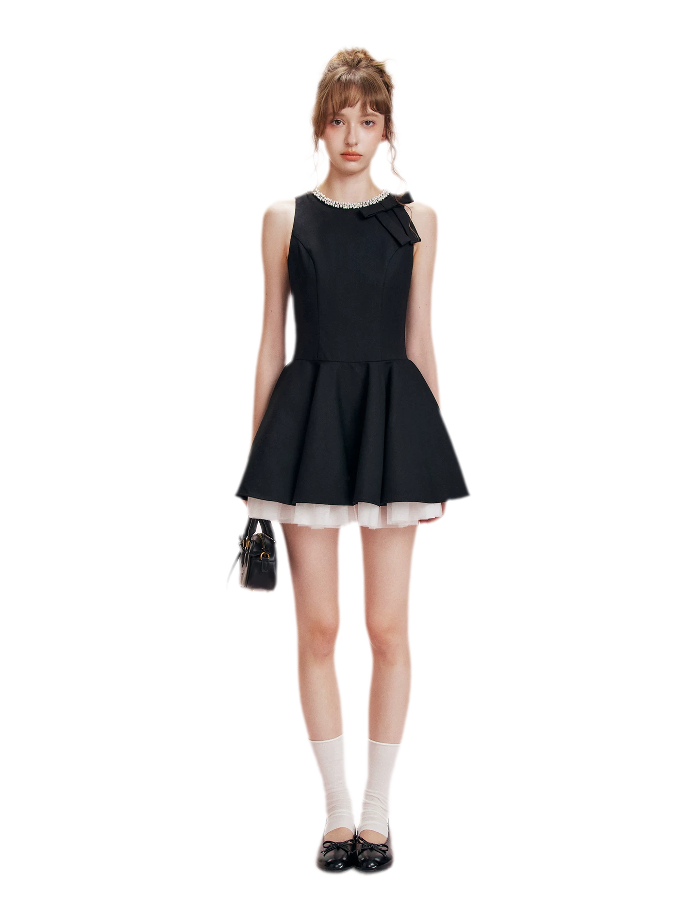 Beaded Bow A-Line Dress