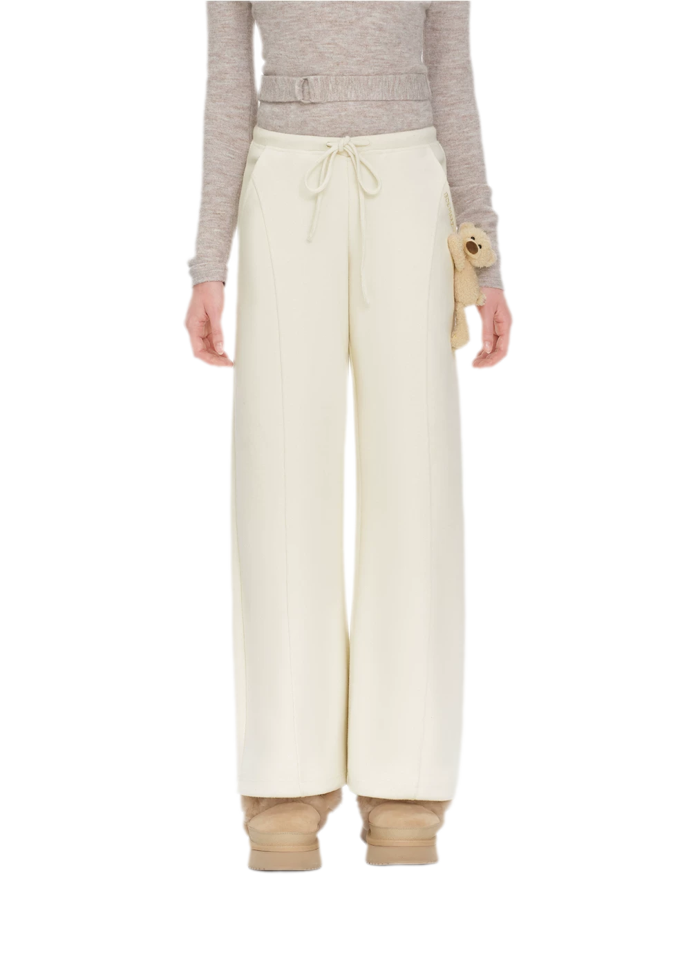 Fleece V-Waist Wide-Leg Pants
