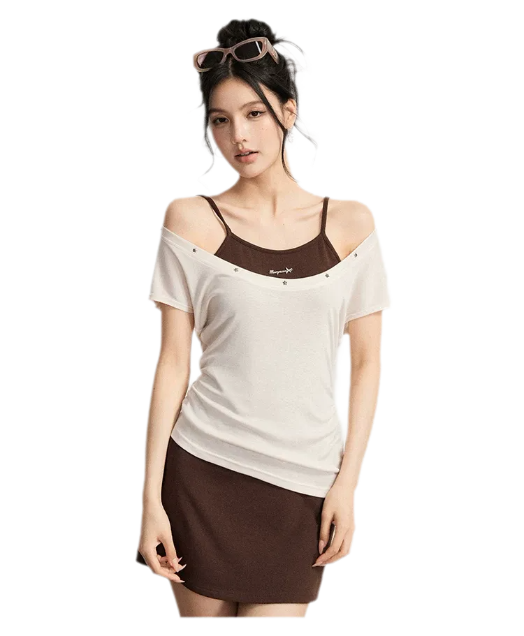 Contrast Strap Dress Set