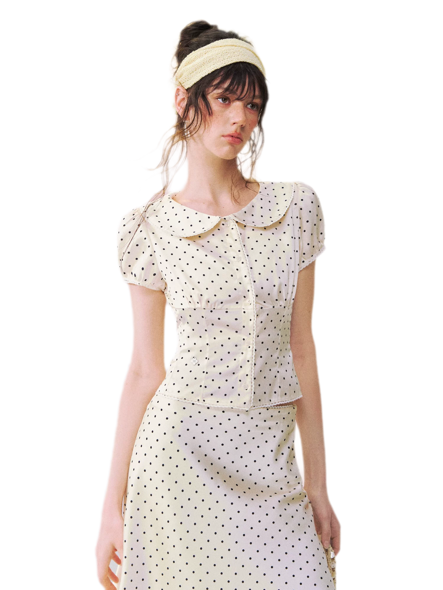 Lace Trim Puff Shirt