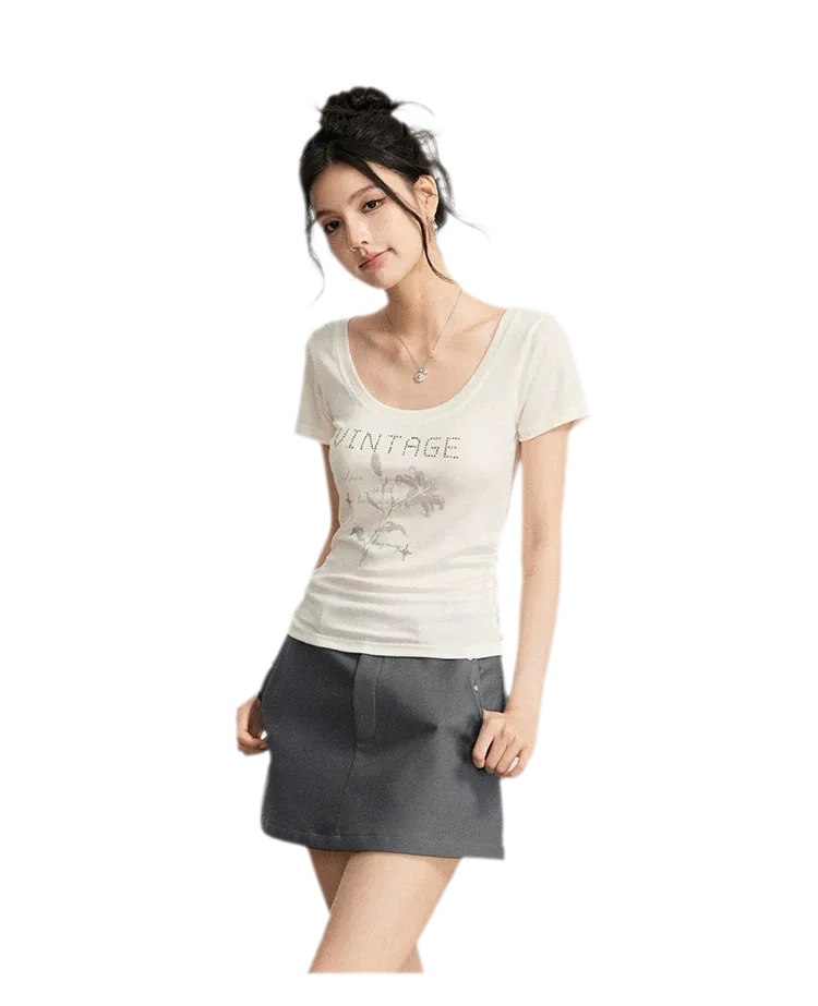 Floral U-Neck Tee