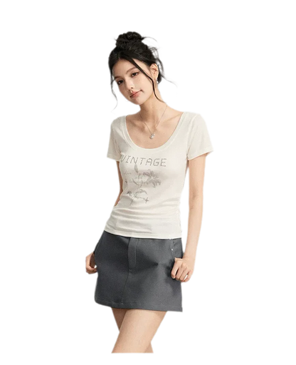 Floral U-Neck Tee