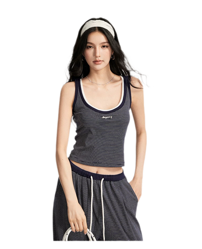 Striped U-Neck Set