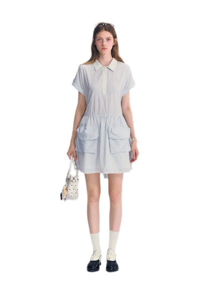Striped Lace Trim Dress