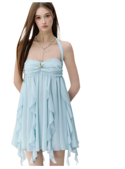 Starfish Ruffle Halter Dress