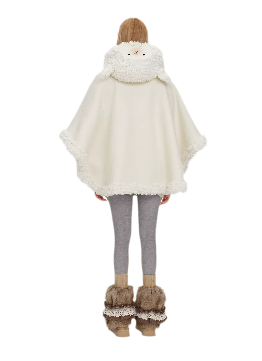 Bốt tuyết lông plush tháo rời có dây buộc