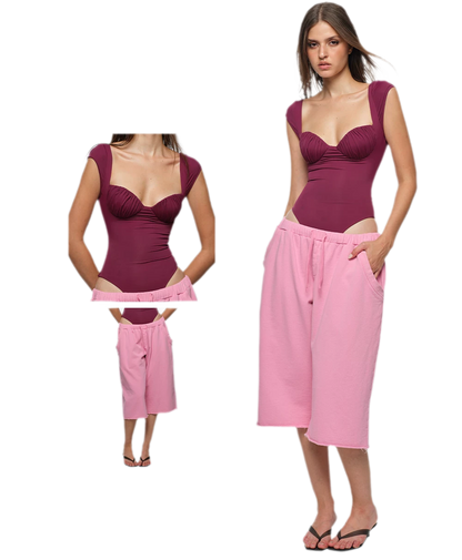 Wide-Leg Cropped Sweatpants