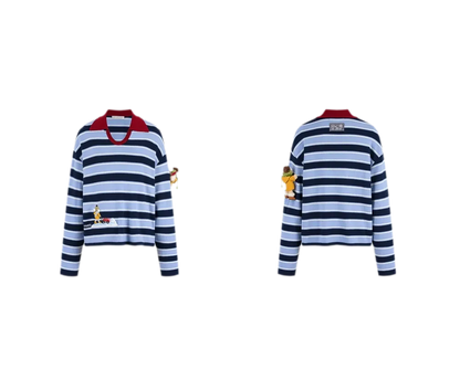 Striped Snow Bear Polo Sweater