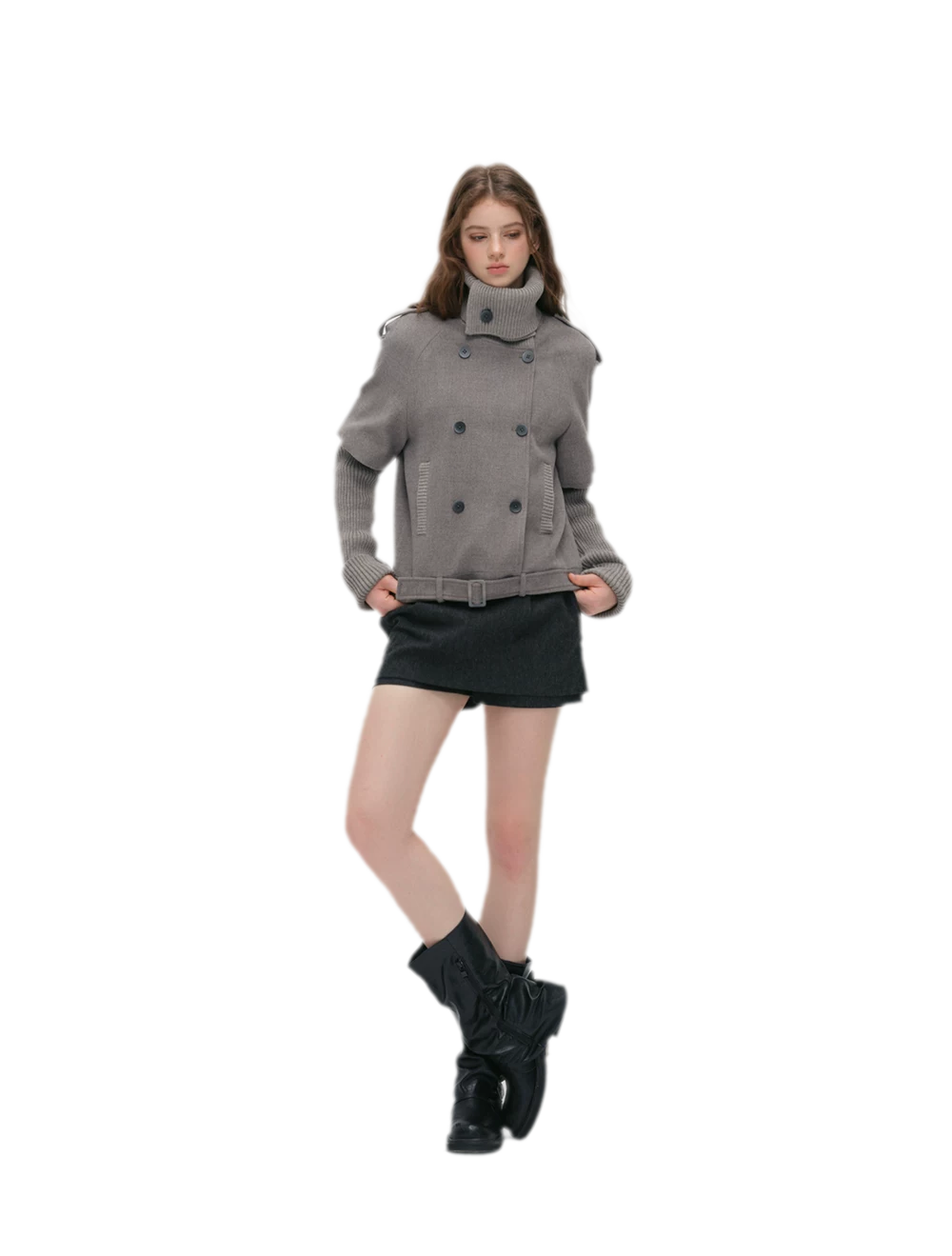 Cape Collar Cropped Jacket