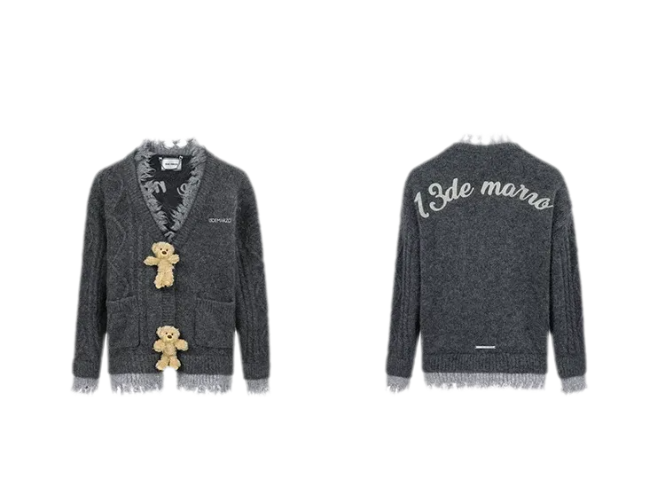 Áo cardigan gấu oversized lông xù