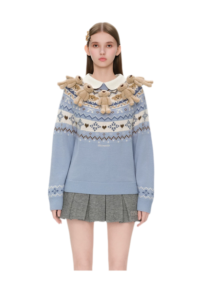 Fair Isle Bear Jacquard Sweater