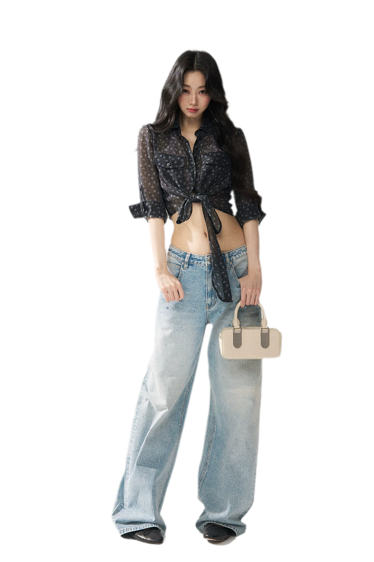 Crystal Trim Denim Pants
