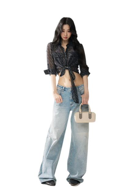 Crystal Trim Denim Pants
