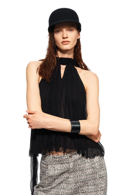 Tie Halter Chiffon Tank