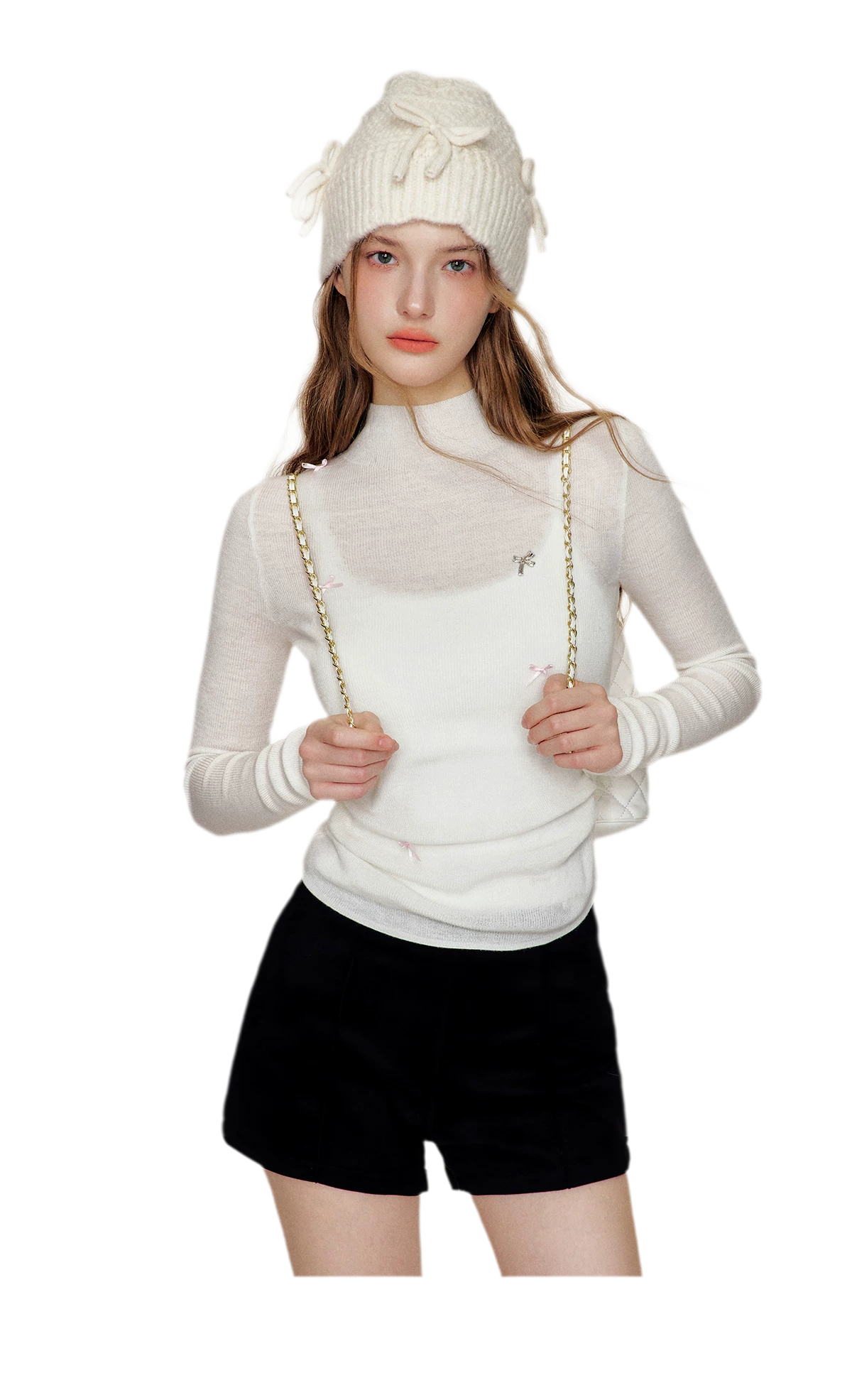 Fine Wool Ruched Bow Top