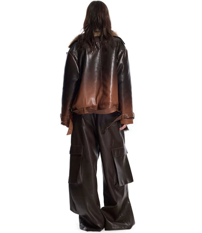 Gradient Tie-Dye Biker Jacket