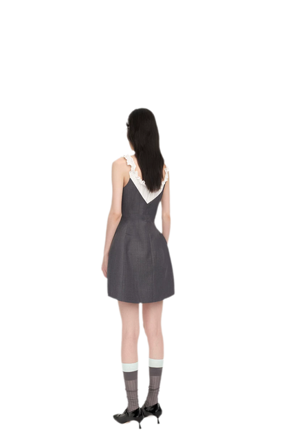 Ruffled Contrast Mini Dress