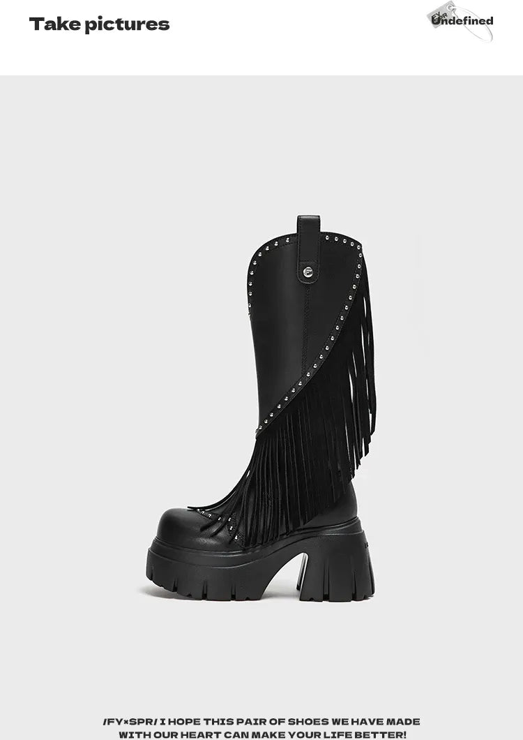 Studded Fringe Western Boots