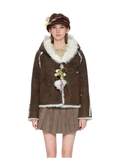 Veste courte réversible en fausse fourrure