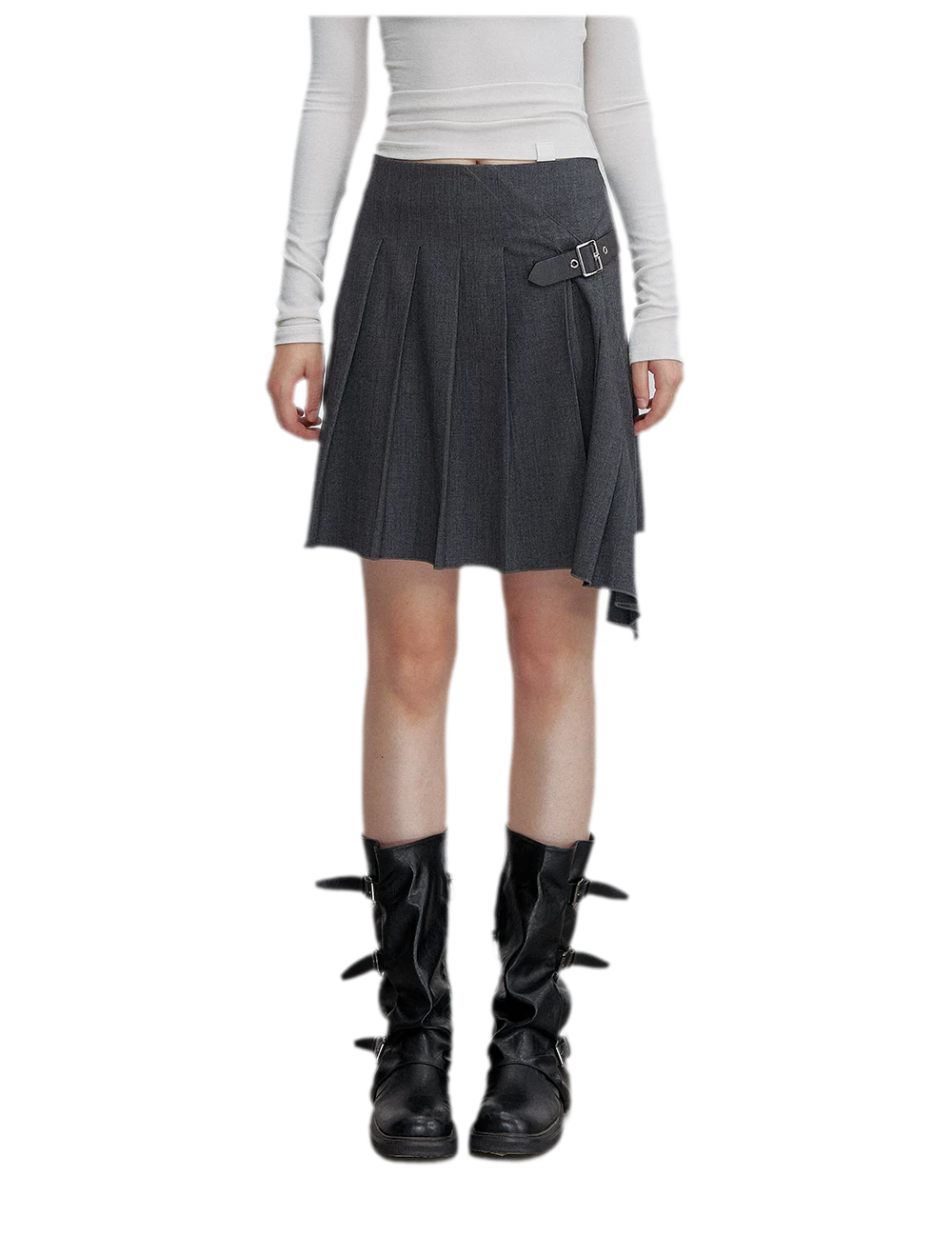 Asymmetric Pleated Strap Skirt