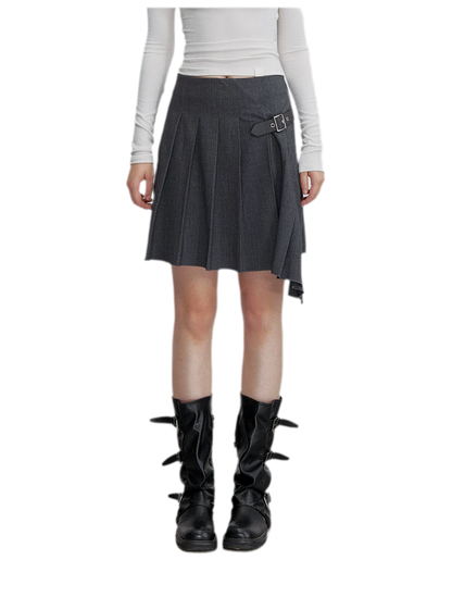 Asymmetric Pleated Strap Skirt