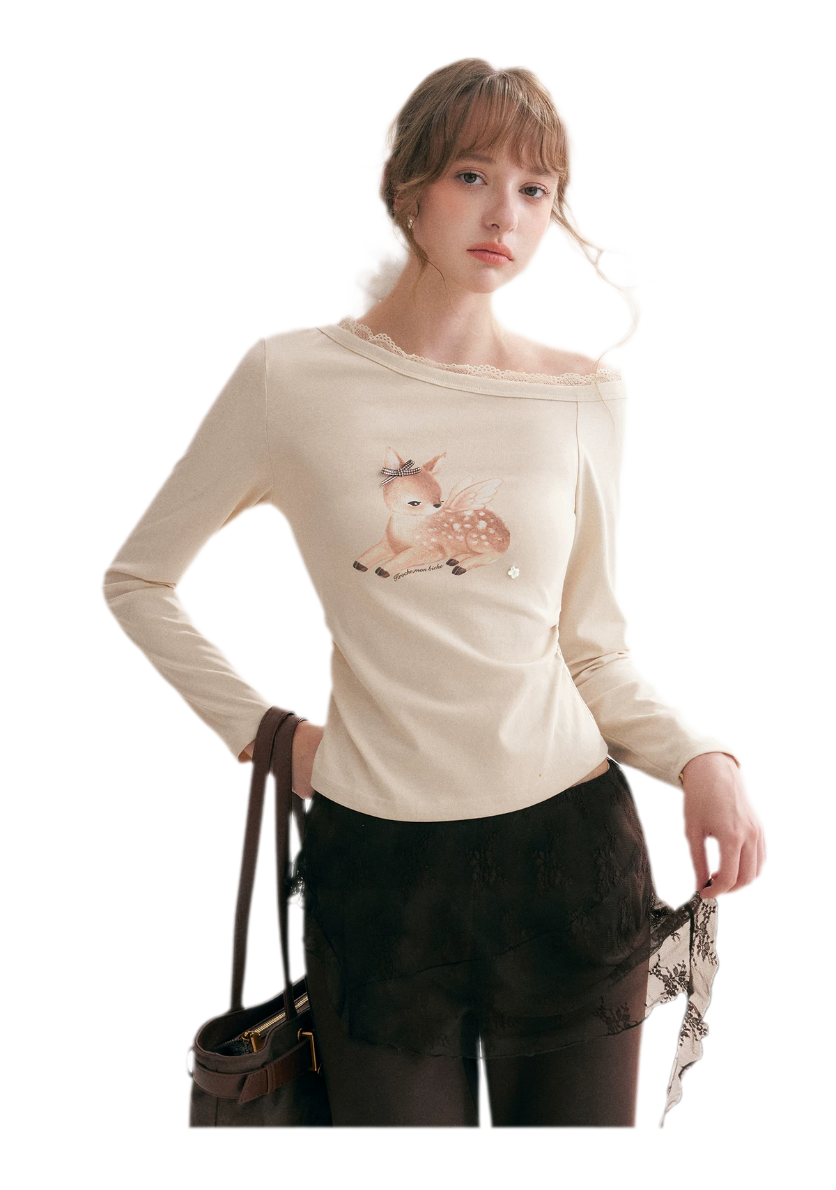 Hand-Drawn Lace-Trim T-Shirt