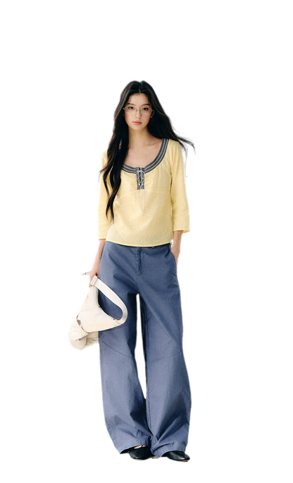 Washed Twill Cotton Pants